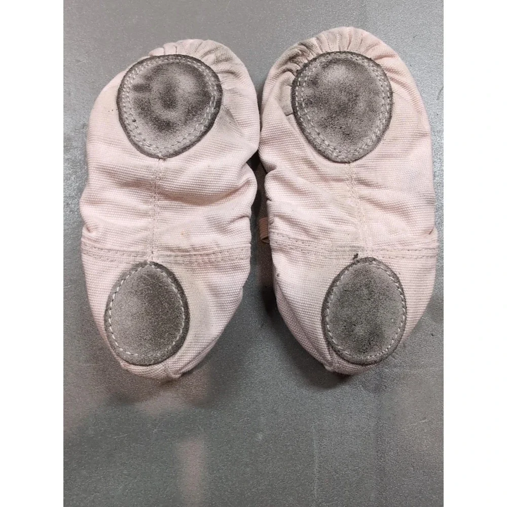 Pink Canvas Ballet Dance Shoes Split Sole Slippers Criss Cross Straps 6in